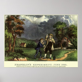 Benjamin Franklins Kite- och Blixtexperiment Poster
