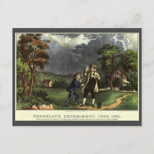 Benjamin Franklin's Lightning och Kite Experiment Vykort