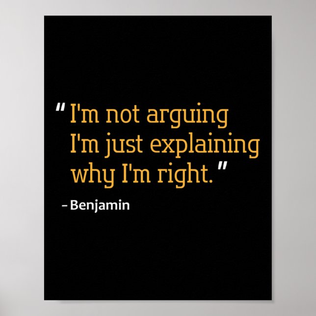 Benjamin Gift Quote Funny Birthday Personlig Na Poster (Framsidan)