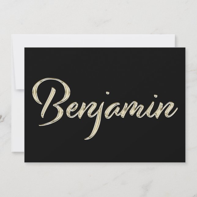 Benjamin Name white gold Handwriting Karte Kort (Framsida)