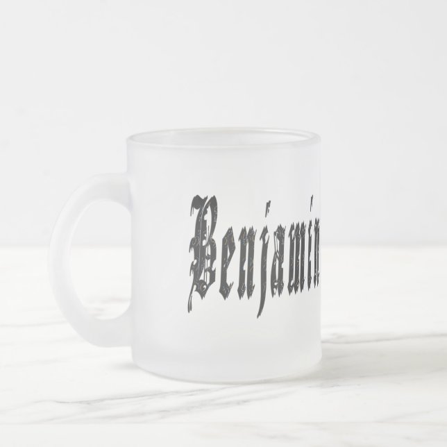 Benjamin, Namn, Logotyp, frostat glasöl Mugg. Frostad Glasmugg (Vänster)