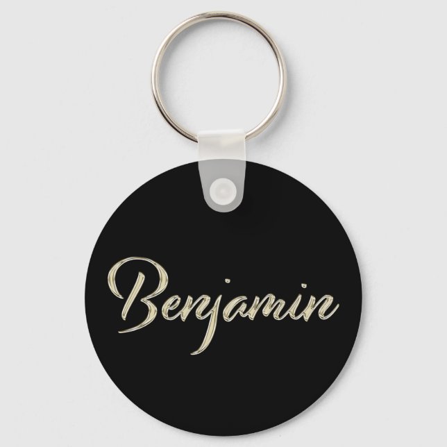 Benjamin Namn whitegold Button Schlüsselanhänger Nyckelring (Framsida)