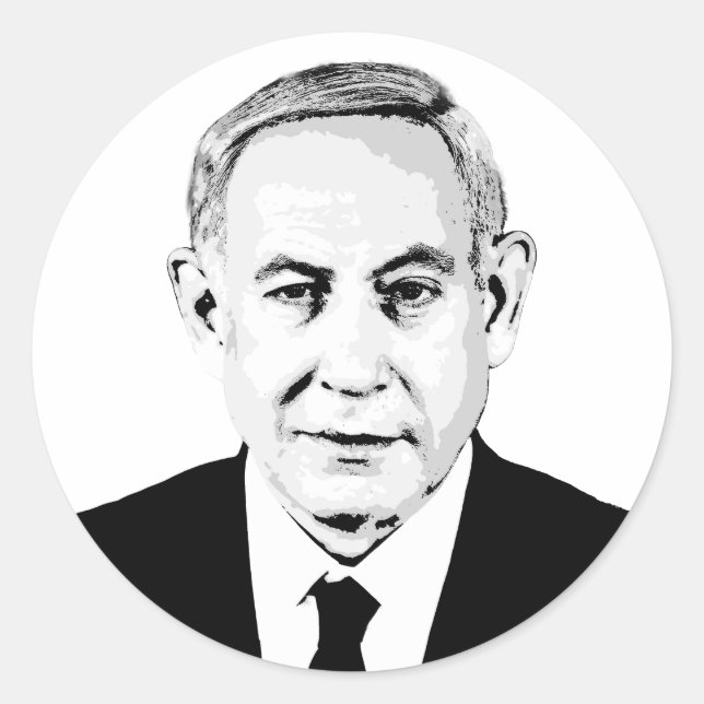 Benjamin Netanyahu Runt Klistermärke (Framsida)