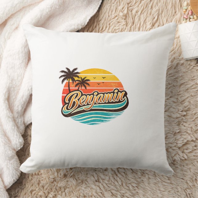 Benjamin Retro Solnedgång Namn Design Kudde (Filt)