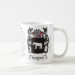 Benjamin, ursprung, det menande och vapenskölden kaffemugg