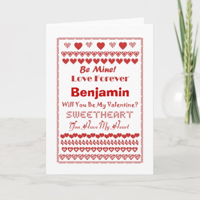 Benjamin Valentine Day Hearts Hearts Hearts Helgkort (Framsida)