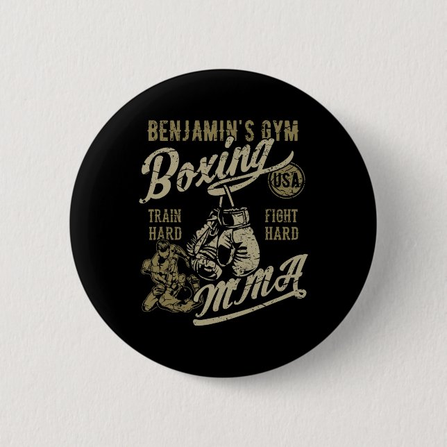 Benjamins Gym Boxning Mma Retro Design För Namnet Knapp (Framsida)
