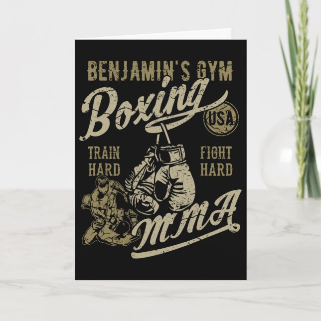 Benjamins Gym Boxning Mma Retro Design För Namnet Kort (Framsida)