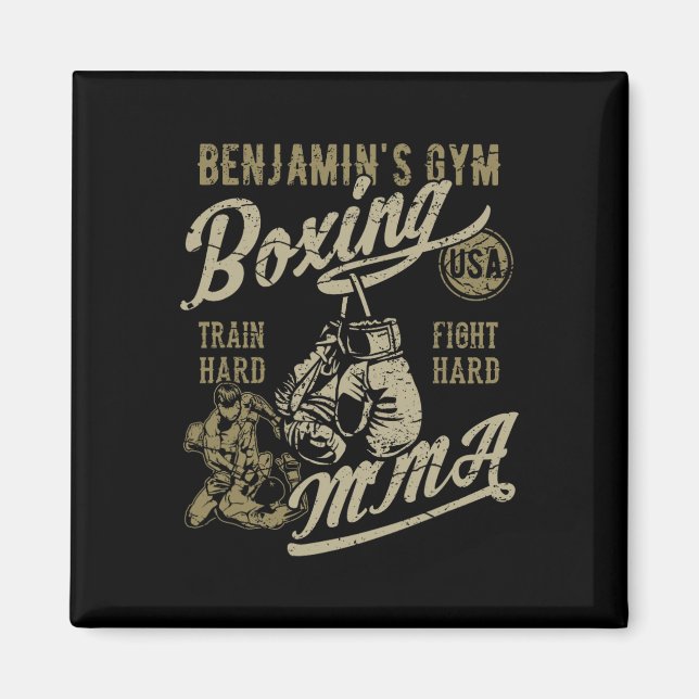 Benjamins Gym Boxning Mma Retrodesign För Namn Magnet (Framsidan)