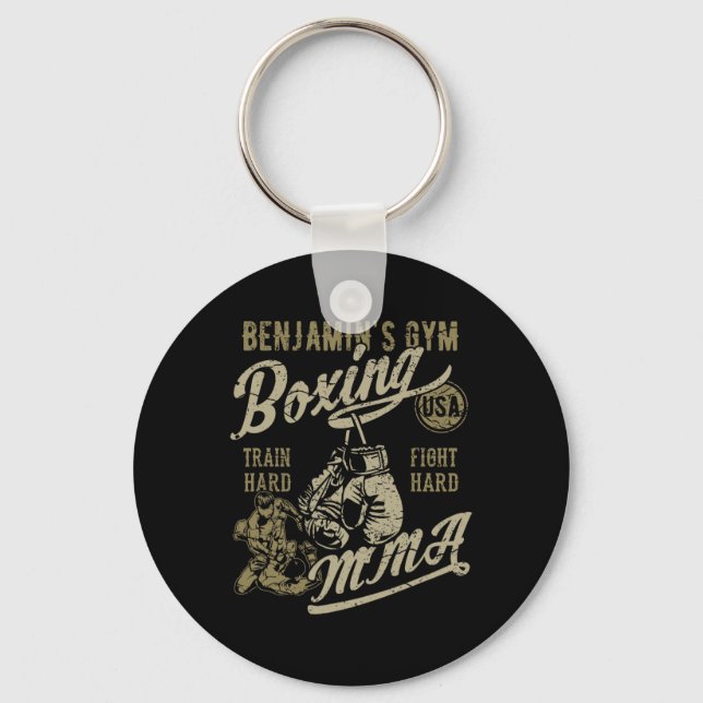 Benjamins Gym Boxning Mma Retrodesign För Namn Nyckelring (Framsida)