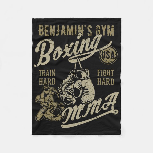 Benjamins Gym Boxning Mma Retrodesign För Namnet Fleecefilt (Framsidan)