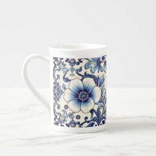 Benkinamugg med kakeldesign benporslin mugg