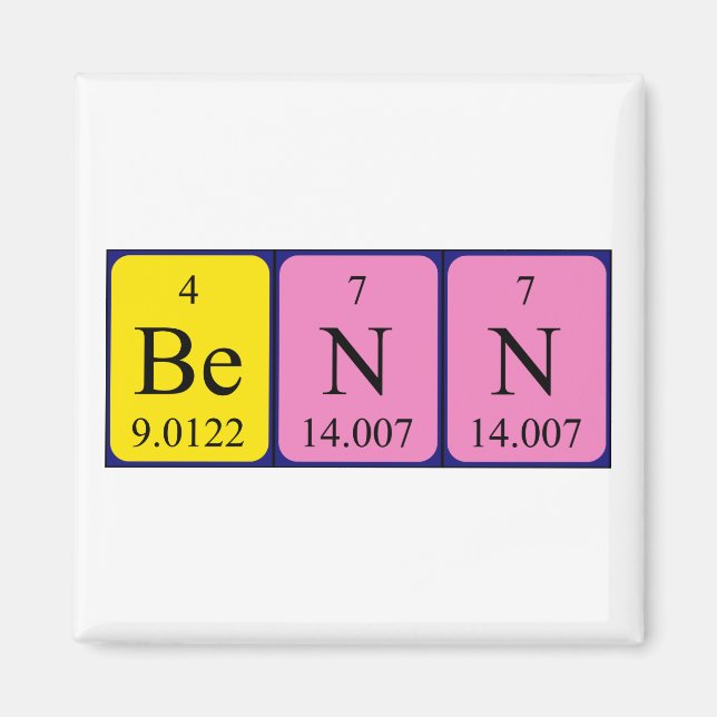 Benn periodisk magnet bord namn (Framsidan)