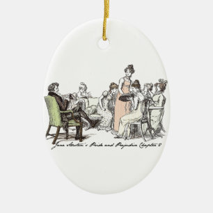 Bennet-familjen - Jane Austen Pride & Prejudice Julgransprydnad Keramik