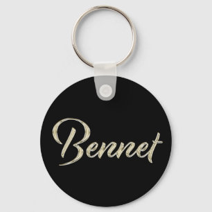Bennet Namn whitegold Button Schlüsselanhänger Nyckelring