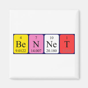 Bennet periodiskt återkommande magnet bord namn