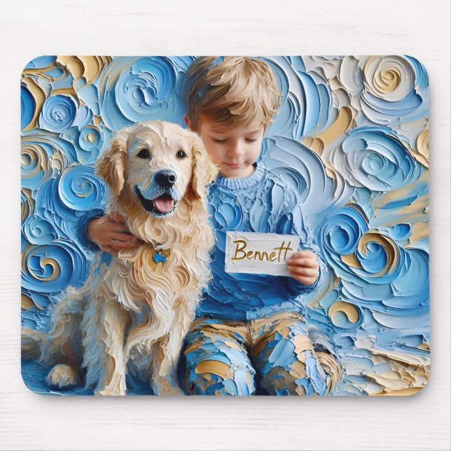 BENNETT ~ Birthday Golden Retriever ~ Mousepad Musmatta (Framsidan)