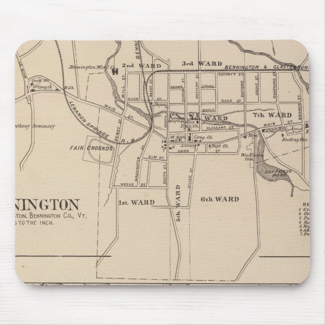 Bennington och Battleboro-planen Musmatta (Framsidan)
