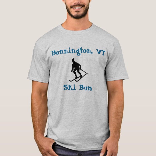 Bennington, VT, Ski Bum T Shirt (Framsida)