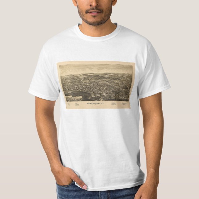 Bennington, VT Vintage Karta Tee Shirt (Framsida)