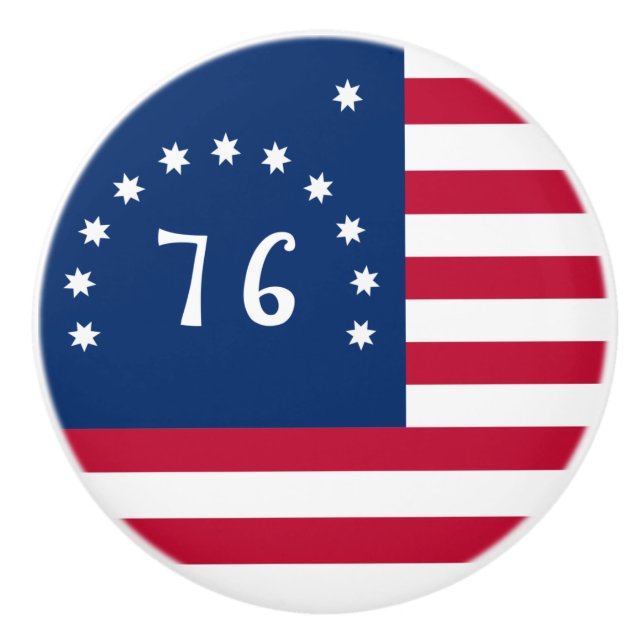 Benningtons banderoll: Den 76 amerikanska Flagga B Knopp (Framsidan)