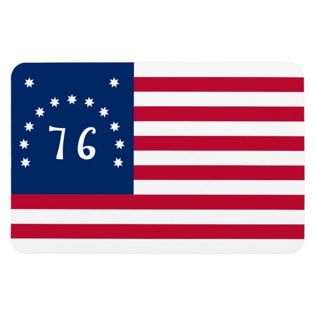 Benningtons banderoll: Den 76 amerikanska Flagga B Magnet (Horisontell)