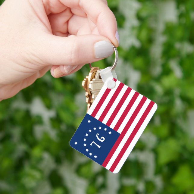 Benningtons banderoll: Den 76 amerikanska Flagga B Nyckelring (Hand)