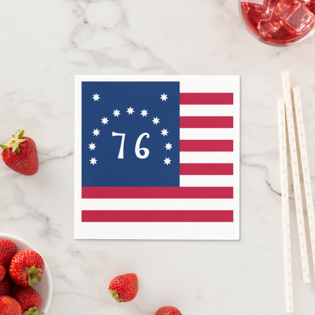 Benningtons banderoll: Den 76 amerikanska Flagga B Pappersservett (Insitu)