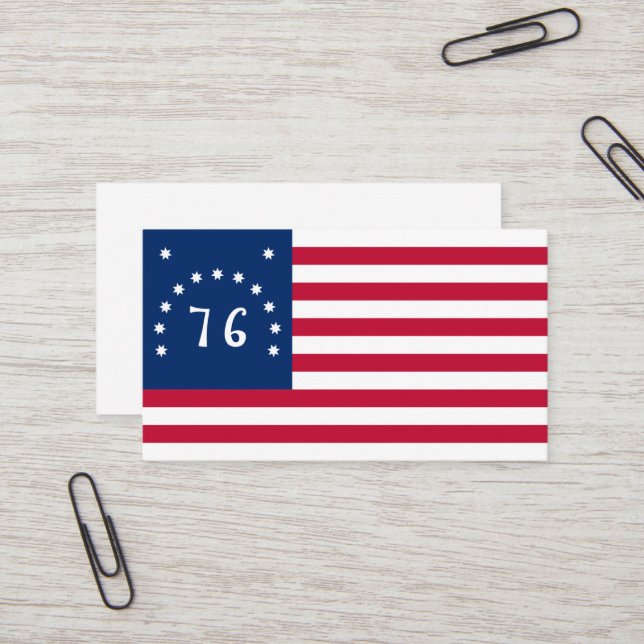 Benningtons banderoll: Den 76 amerikanska Flagga B Visitkort (Fram/Back In Situ)