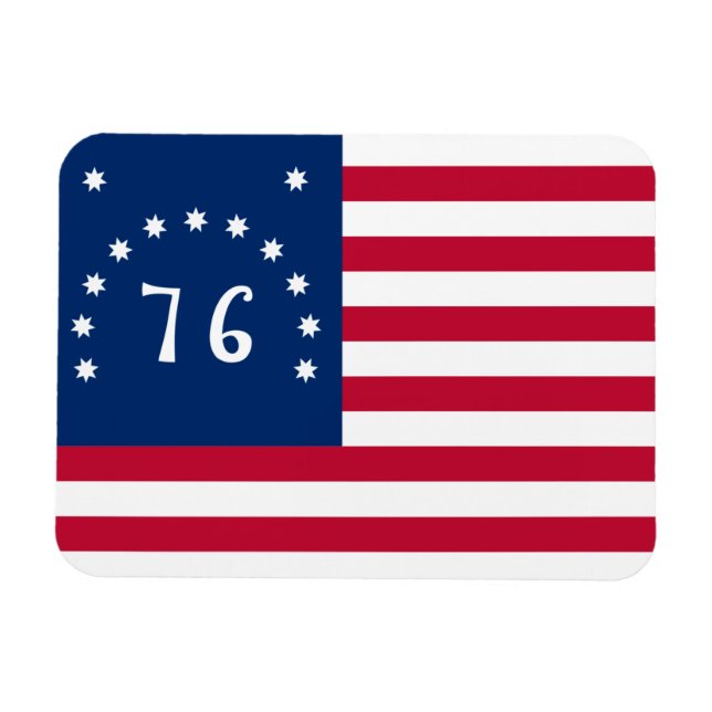 Benningtons Banner: Den 76 amerikanska stridsflagg Magnet (Horisontell)