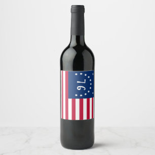 Benningtons Banner: Den 76 amerikanska stridsflagg Vinflaska Etikett