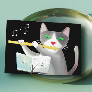 Benny, flute player cat vykort