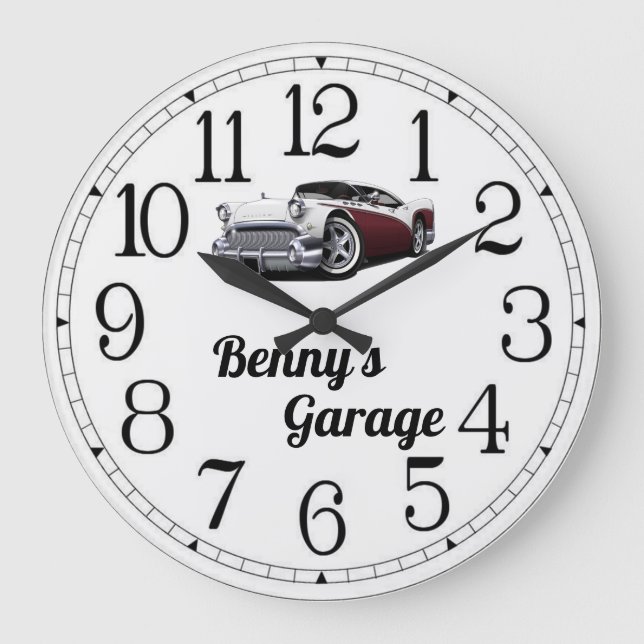 Benny's Classic Car Garage Large Clock Stor Klocka (Framsida)