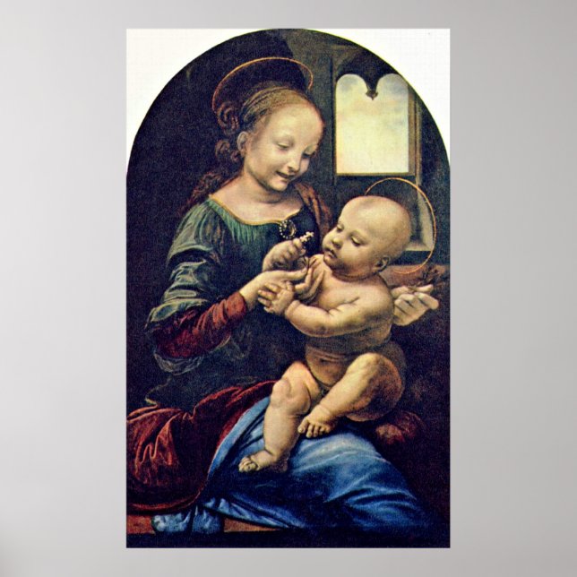 Benois Madonna av Leonardo di ser Piero da Vinci Poster (Framsidan)