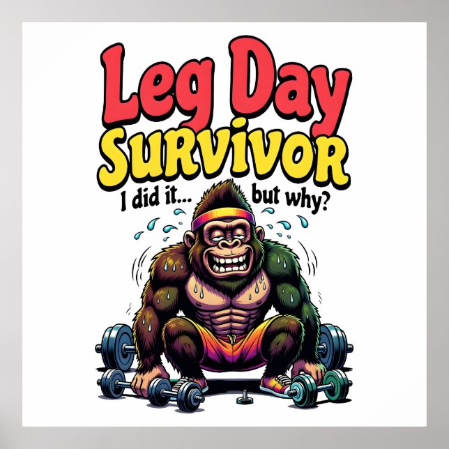 Benöverlevare Utmattad Gorilla Gym Poster (Framsidan)