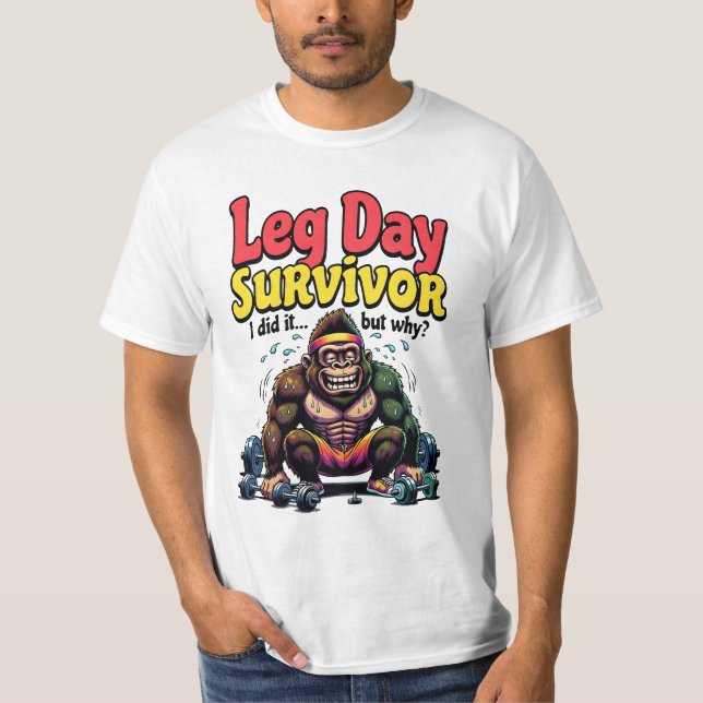 Benöverlevare Utmattad Gorilla Gym T Shirt (Framsida)