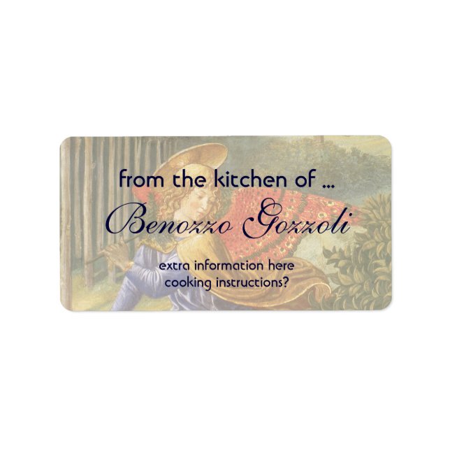 Benozzo Gozzolis ingrepp i Magi Angel Adressetikett (Framsidan)