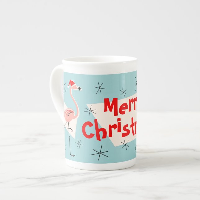 Benporslin för god jul för FlamingoSantas blått Mugg (Framsida vänster)
