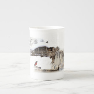 Benporslinmugg med robindesign benporslin mugg