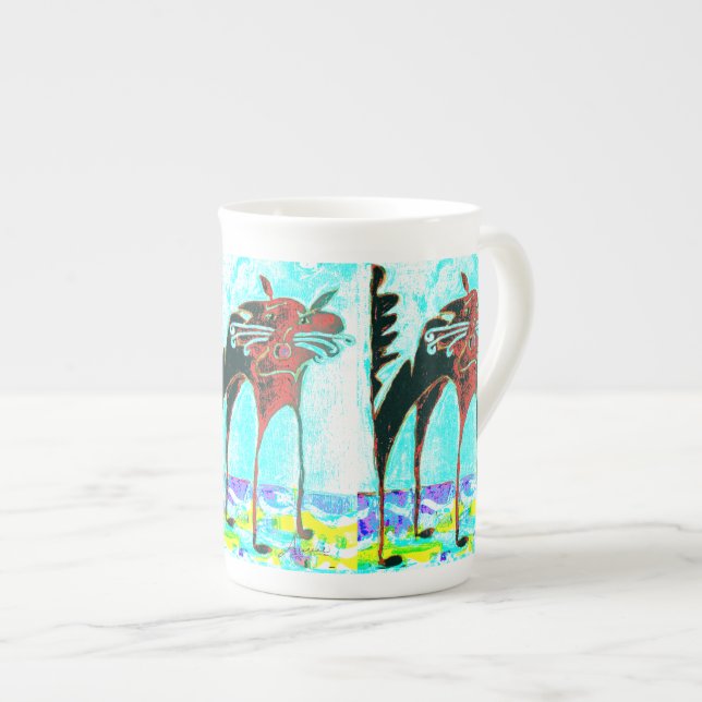 benporslinmuggen jamar skräckkatten ljusa benporslin mugg (Framsida höger)