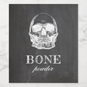Benpulver. Chalkboard Halloween fest. Skull Vinflaska Etikett