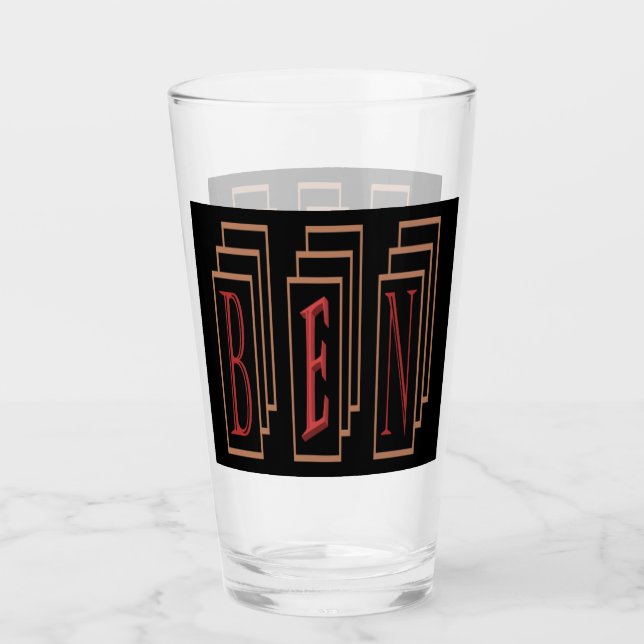 Bens namn i konst från färg red black guld glaskopp (Framsida)