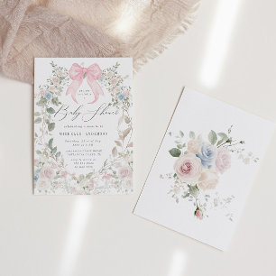Bensar Garden Bows Pastel Baby Shower Inbjudningar