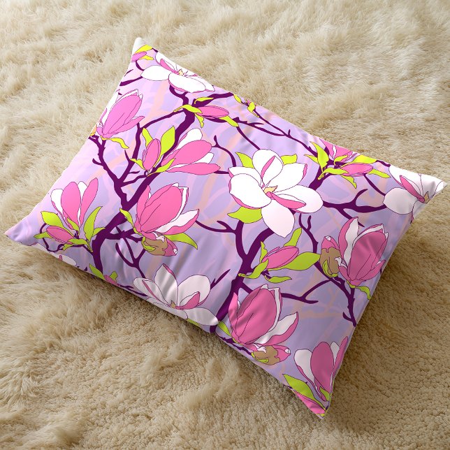 Bensar Magnolia-dekorfärg Prydnadskudde (Blooming Magnolia Lilac Flower Accent Pillow)
