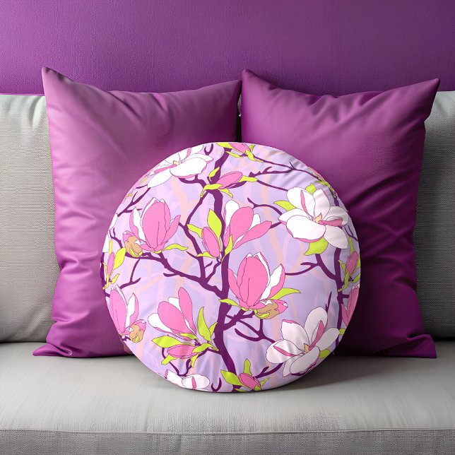 Bensar Magnolia Round Pillow Rund Kudde (Blooming Magnolia Round Pillow)