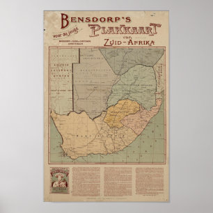 Bensdorps nederländska Karta i South Afrika Circa Poster
