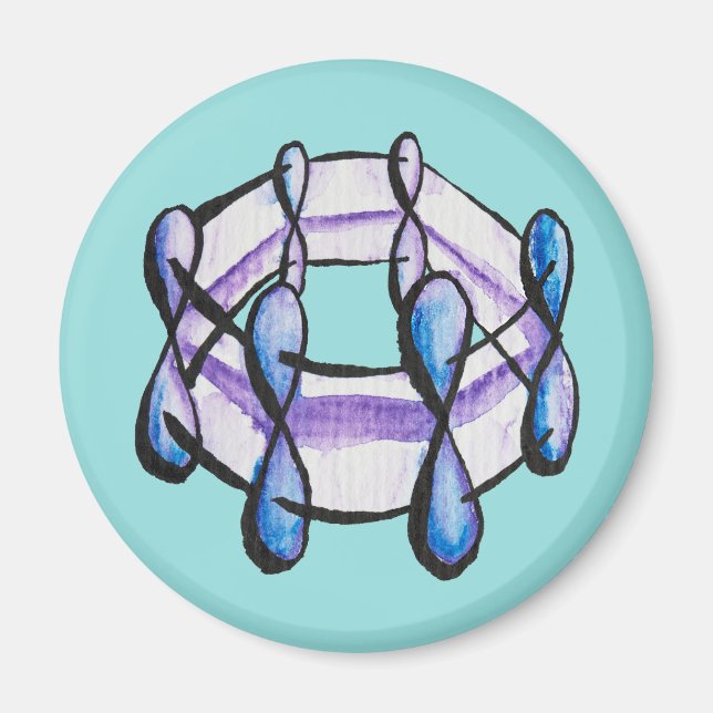 Bensen Molecule Watercolor Organic Chemistry Art Magnet (Framsidan)