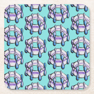 Bensenmolekyl Mönster Organic Chemistry Art Underlägg Papper Kvadrat