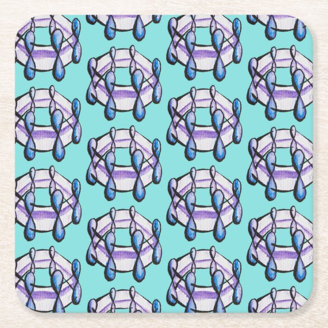 Bensenmolekyl Mönster Organic Chemistry Art Underlägg Papper Kvadrat (Framsidan)