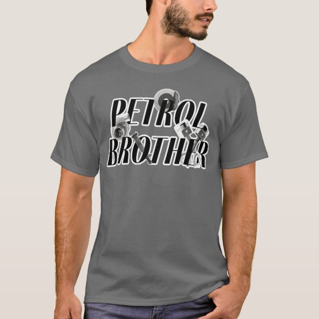 Bensinbror motorstil och bildel design pojke t shirt (Framsida)